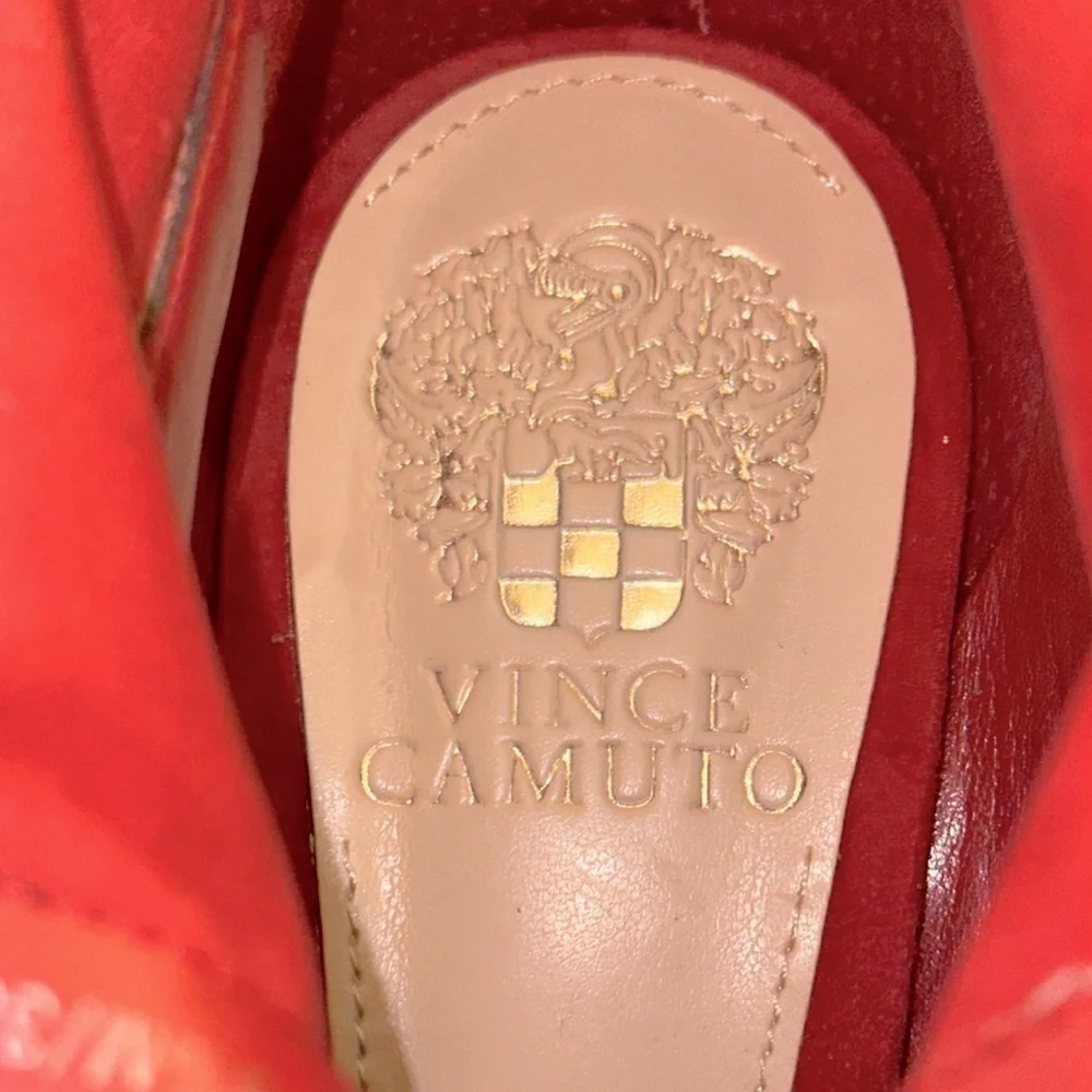 Vince Camuto Red Suede Peep-toe Stiletto Booties Size 8.5 - EUC